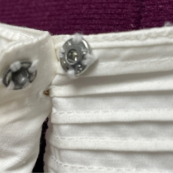 White stylish, unique button up coloured ribbed folds blouse, long sleeve - Picture 12 of 16